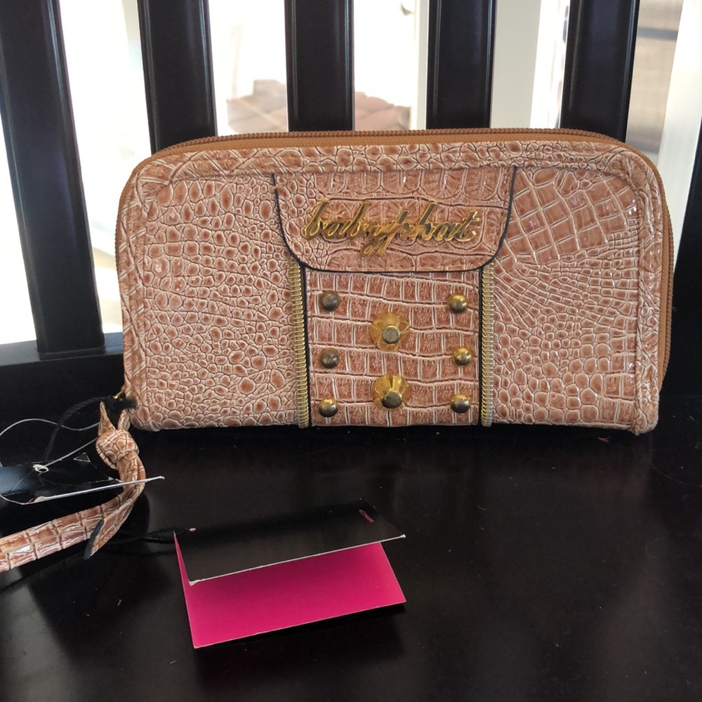 BabyPhat Faux Snakeskin Zippered Wallet